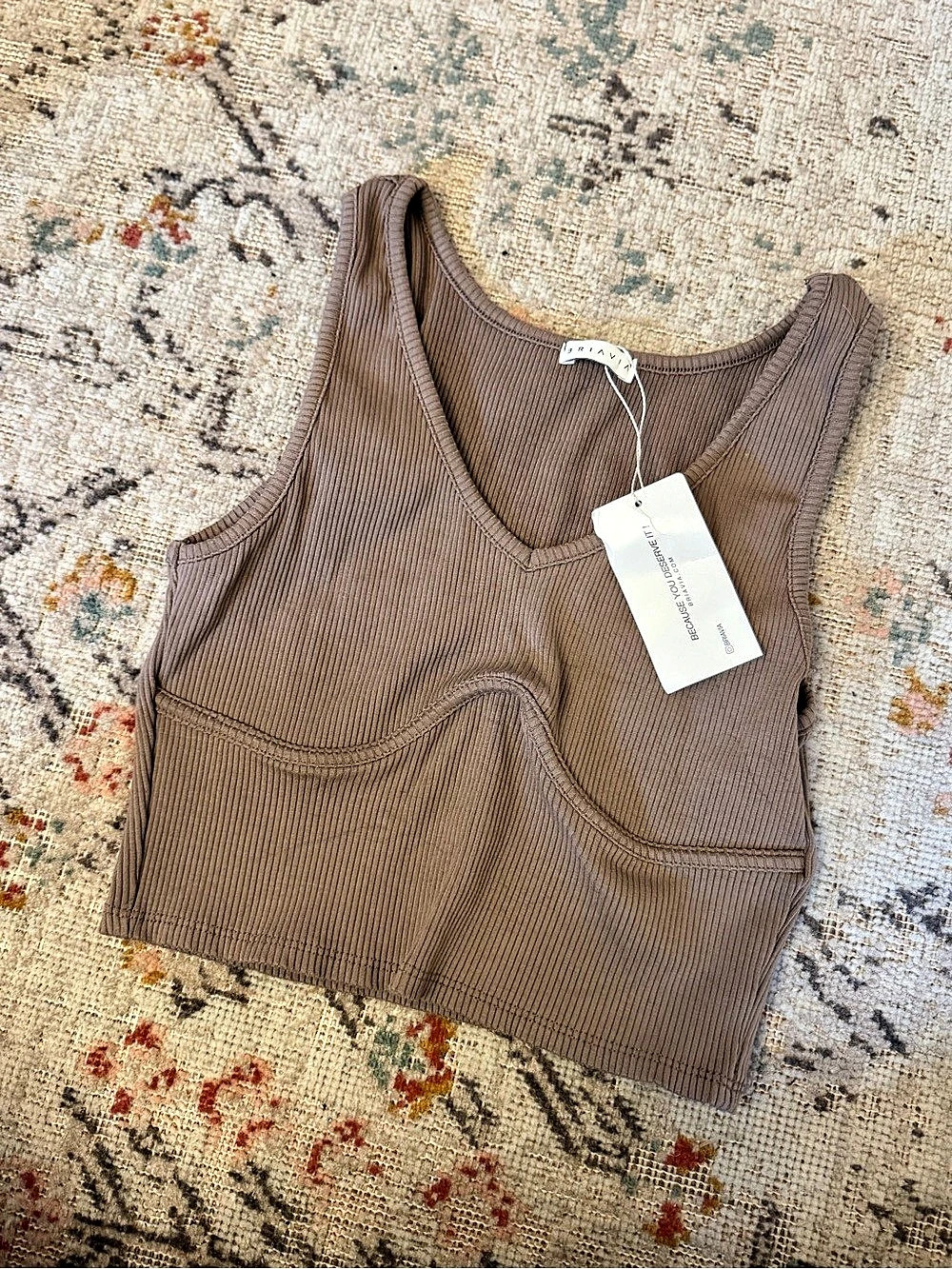 Briavia Ribbed Crop Top in Brown NWT